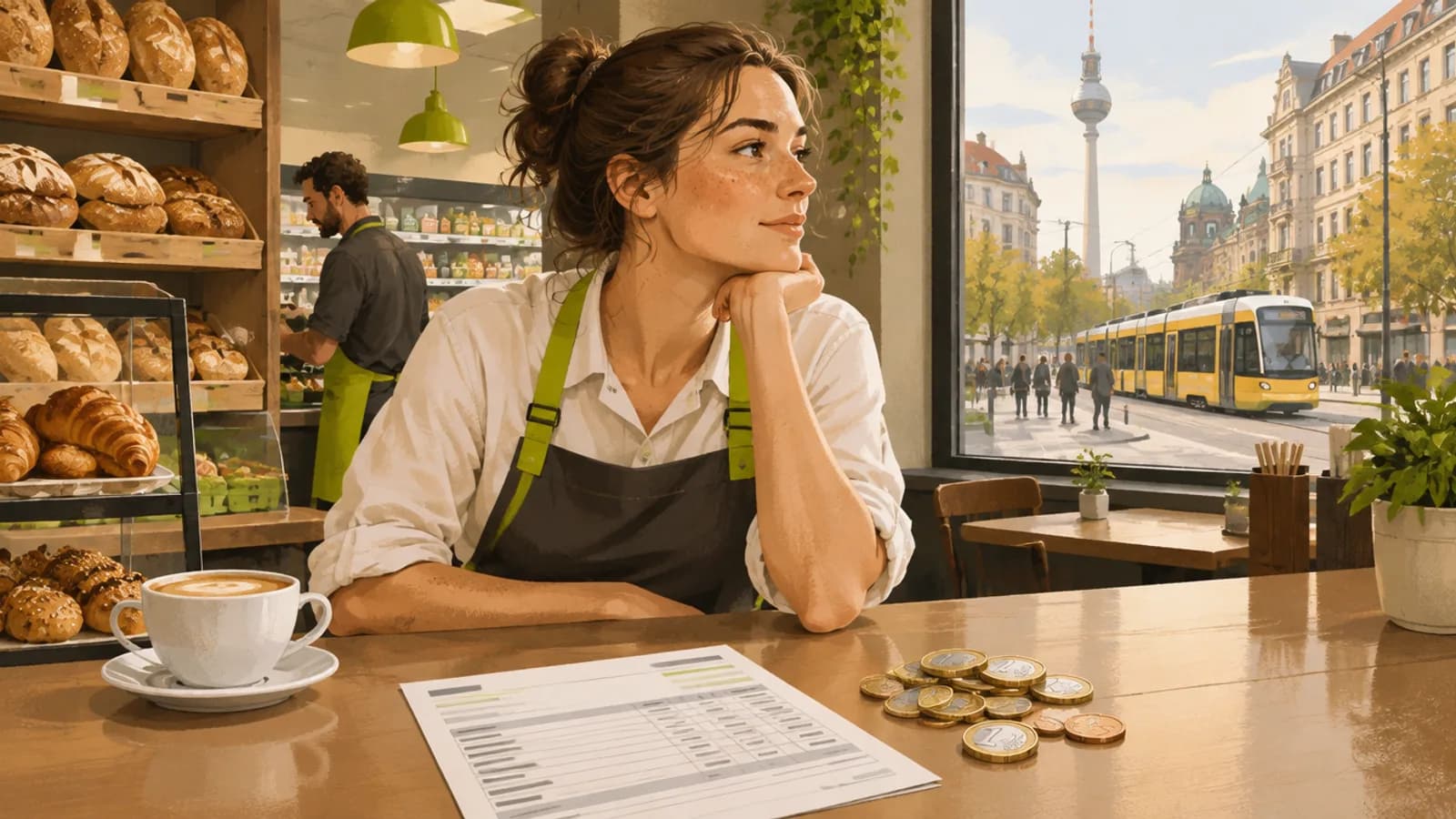 Germany minimum wage 2027: payslip showing €14.60 per hour gross and net pay